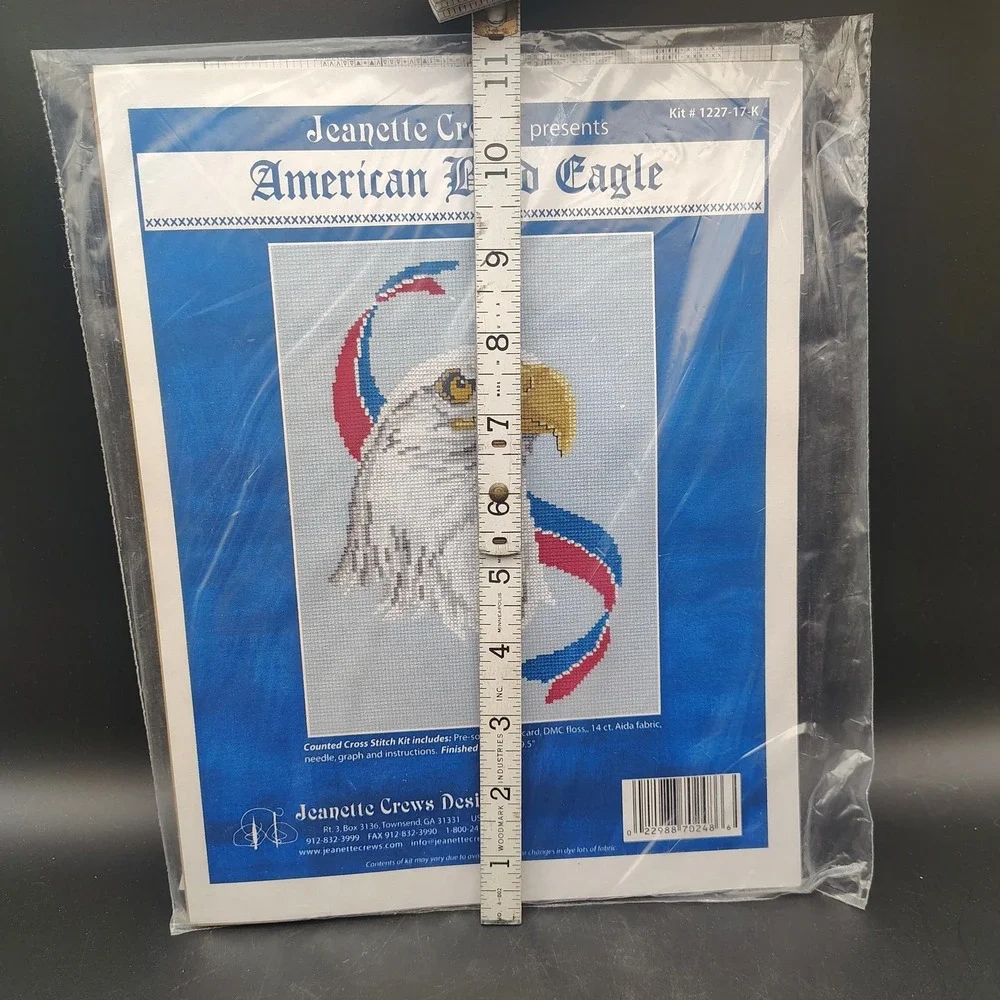 Vintage Jeanette Crews American Bald Eagle Cross Stitch Kit 6 x 9.5